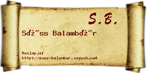 Süss Balambér névjegykártya